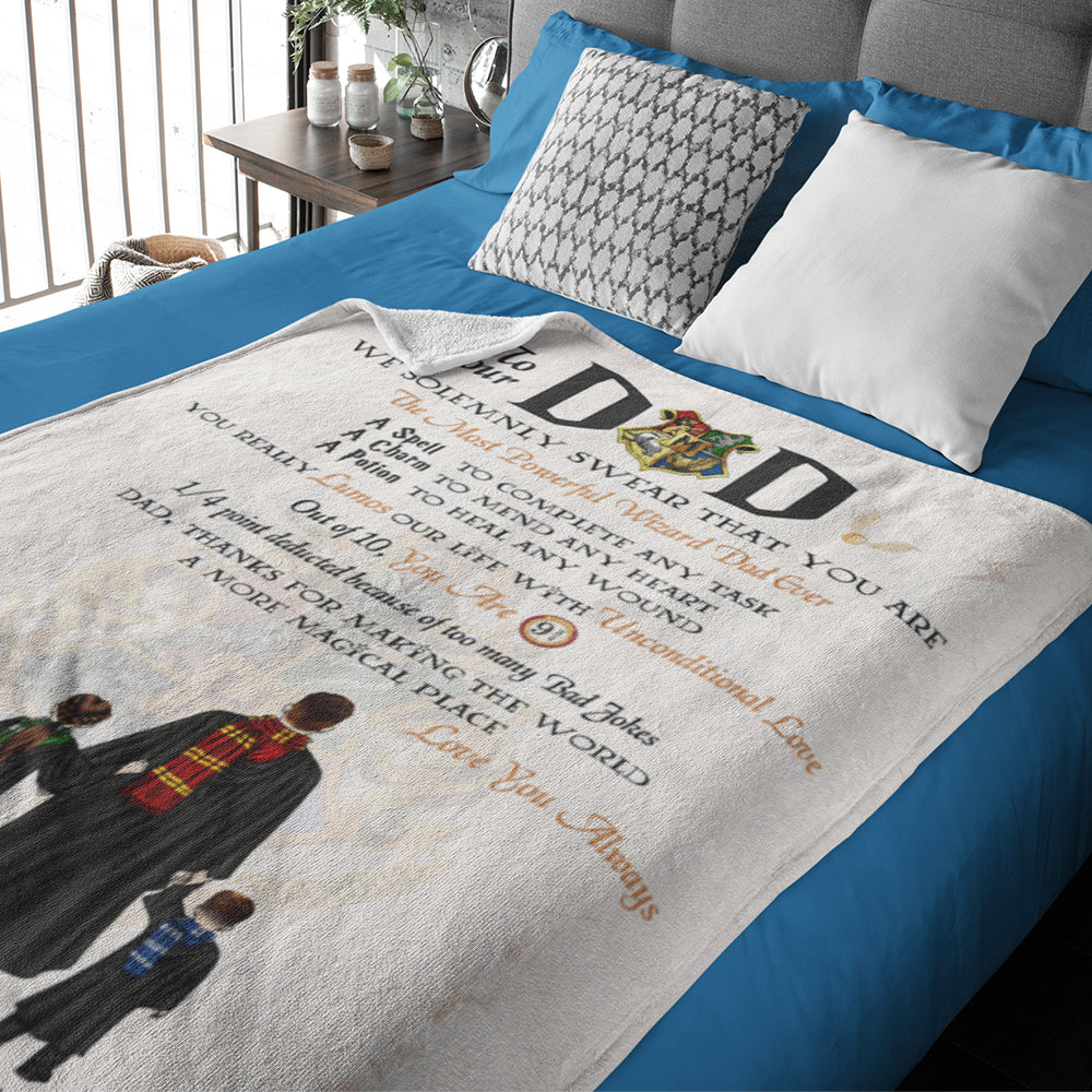 Personalized Wizard Dad Blanket - Harry Potter Theme