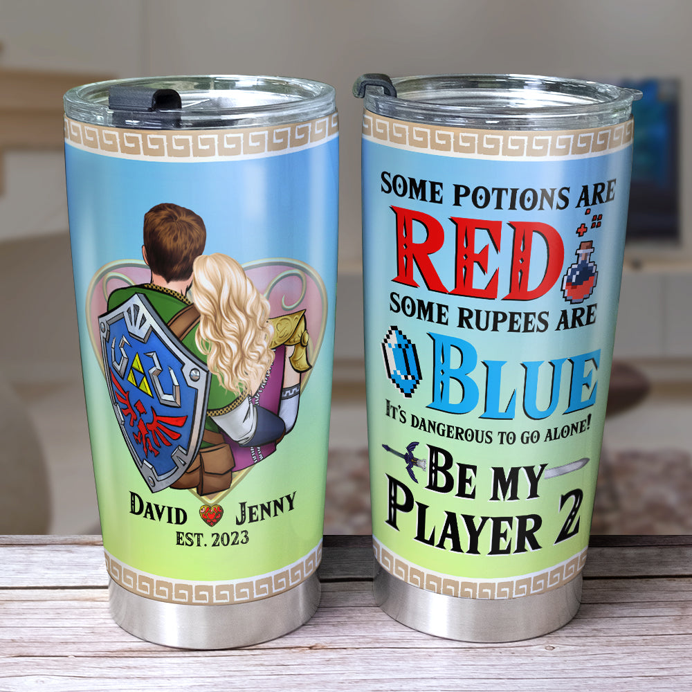 Personalized Gamer Couple Tumbler | Be My Player 2 Gift | Valentine's Day Gifts Tumbler Cup PopCulturePrints