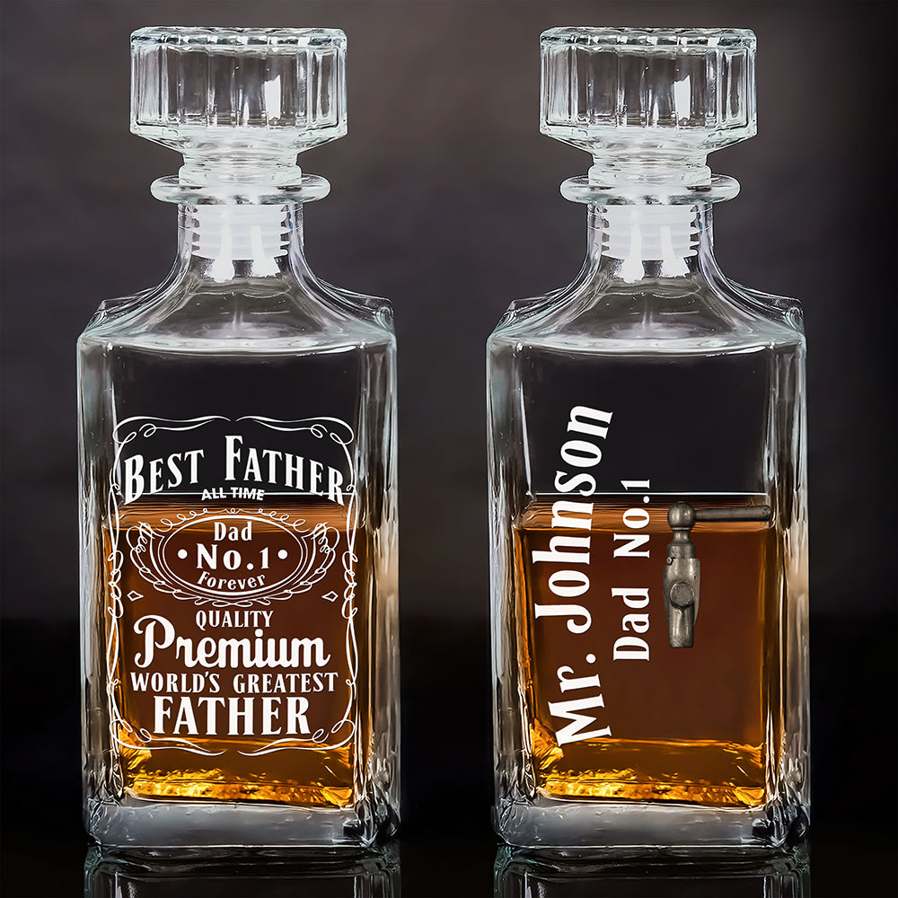 Best Father All Time! - Custom Personalized Whiskey Bottle for Dad Whiskey Bottle PopCulturePrints