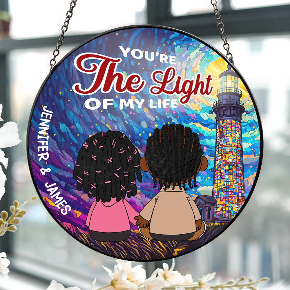 Personalized Stained Glass Gift for Couples - You're The Light Of My Life Ornament PopCulturePrints