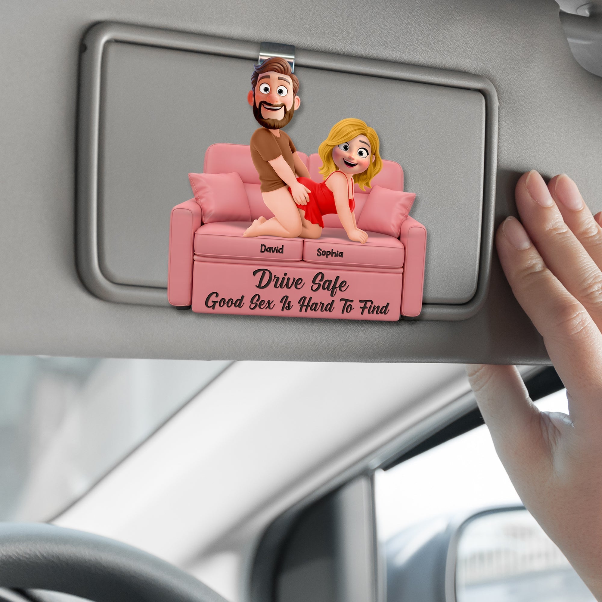 Drive Safe, Good Sex Is Hard To Find - Playful Couple Acrylic Car Visor Clip - Personalized Gifts for Couples Car Visor Clip PopCulturePrints