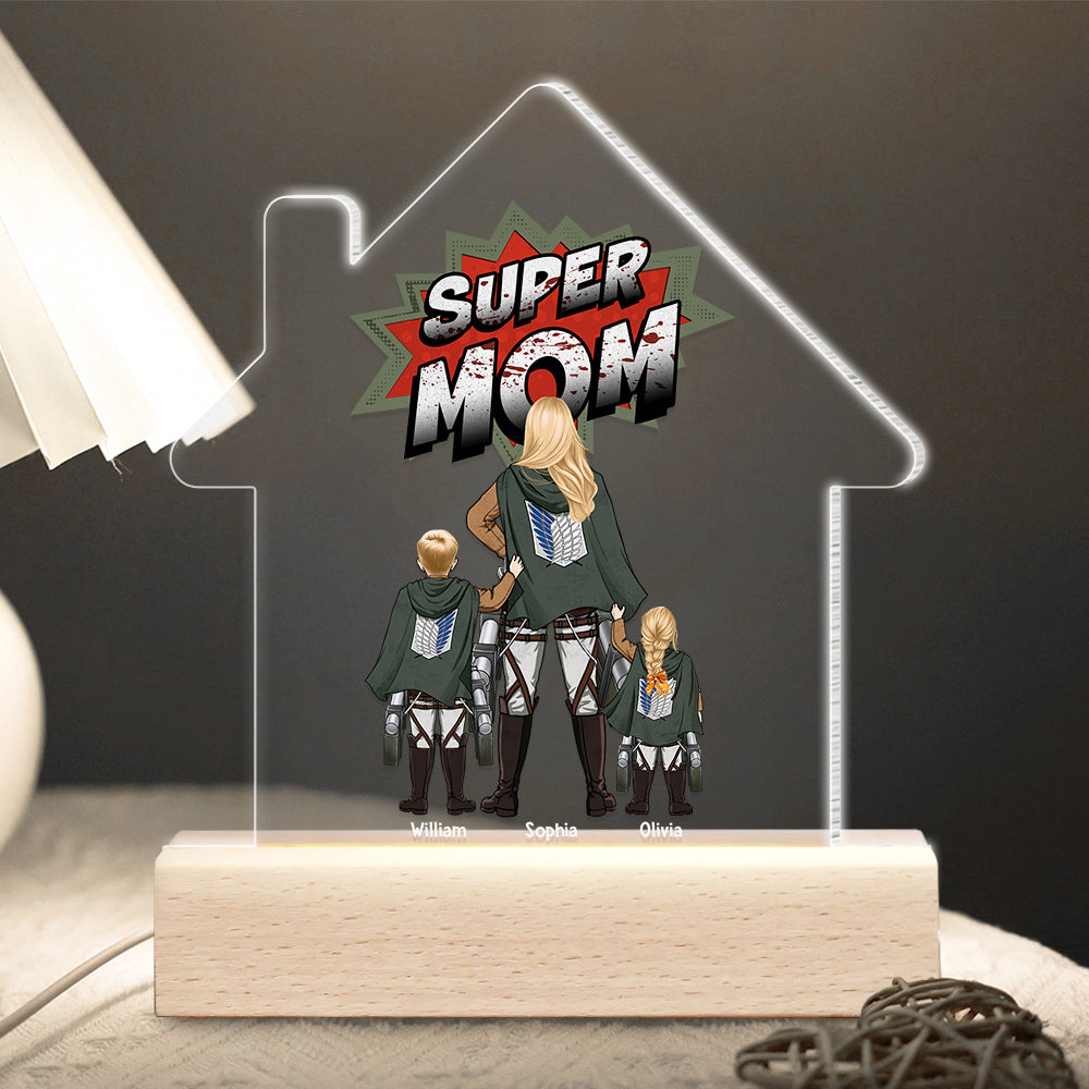 Personalized Super Mom LED Light - Custom Anime Design for Mother's Day