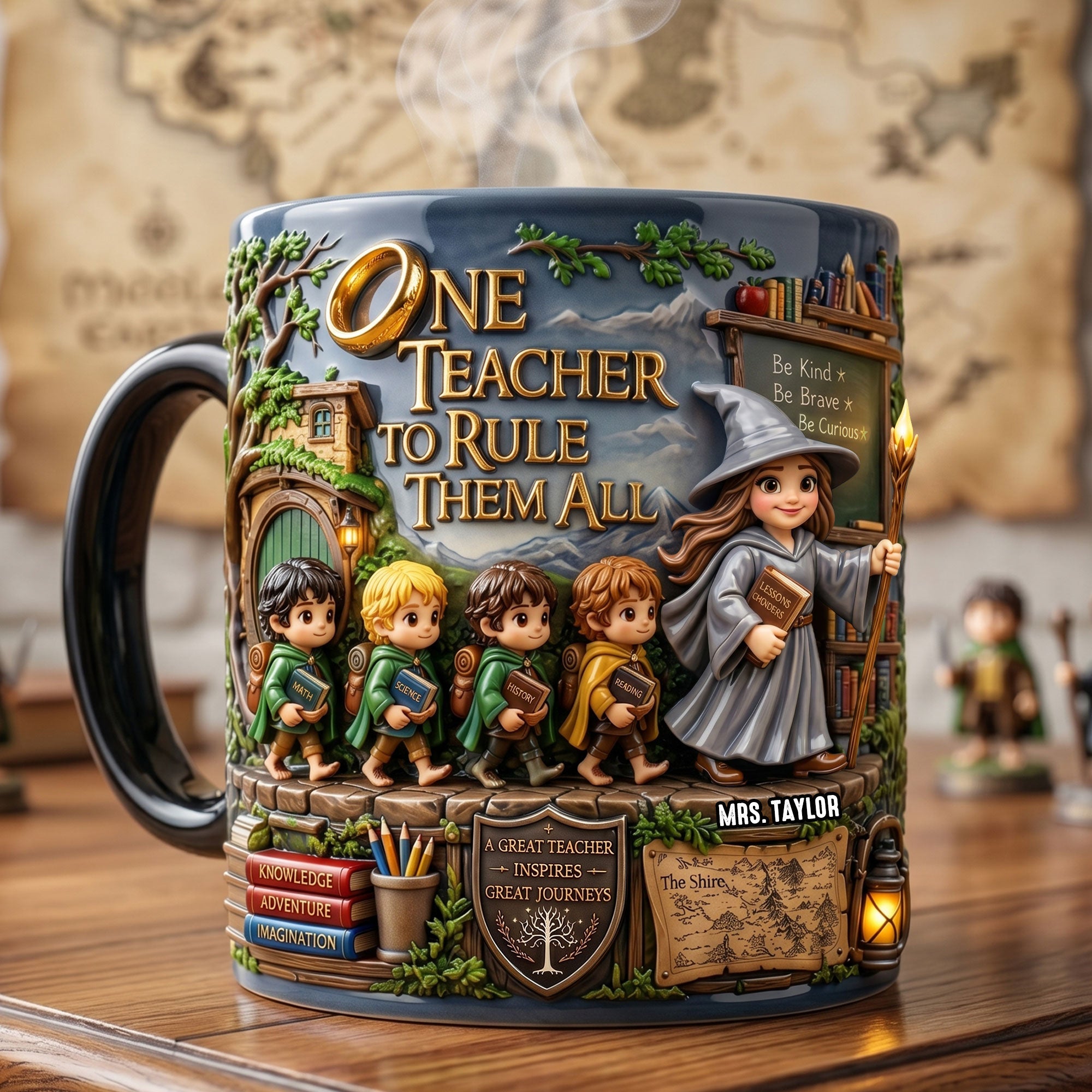 One Teacher to Rule Them All - Legendary Mentor Magic Coffee Mug | Personalized Gifts for Teachers Coffee Mug PopCulturePrints