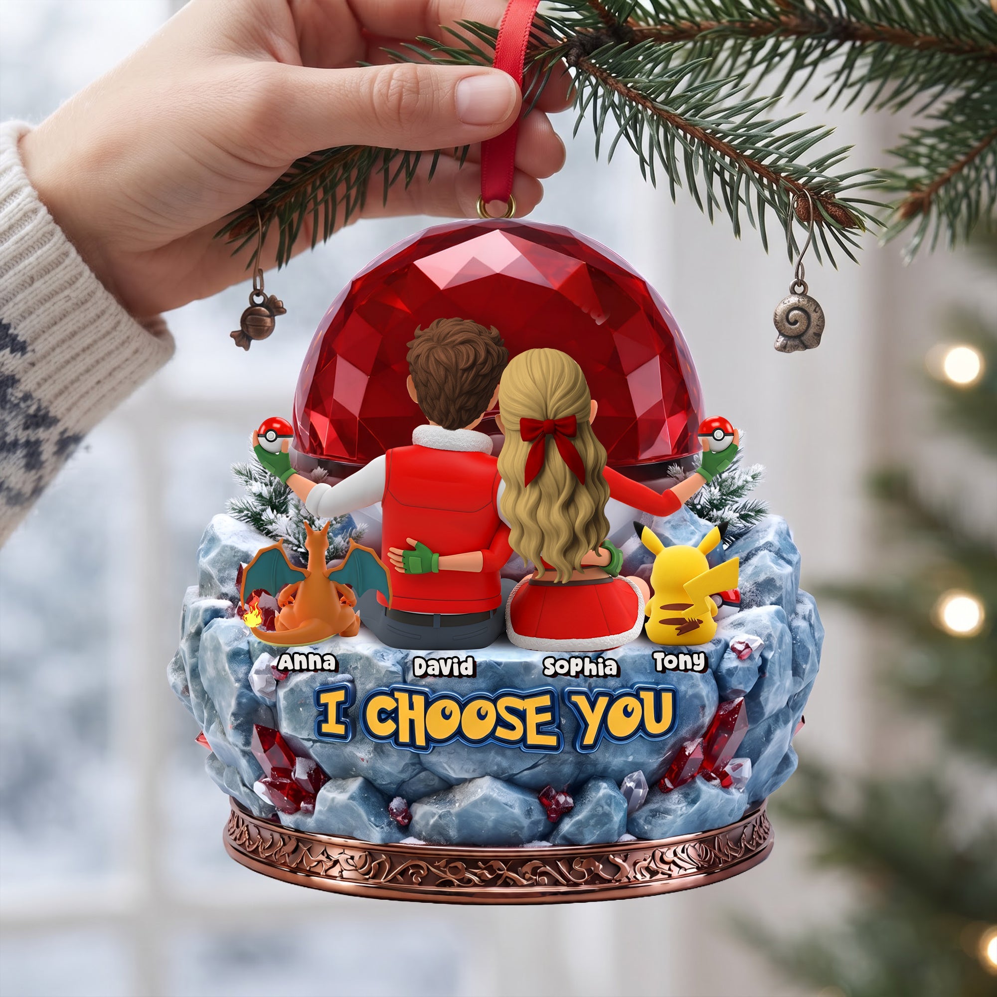 "I Choose You" - Personalized Family Pocket Creatures Christmas Ornament - A Unique Gift for Loved Ones