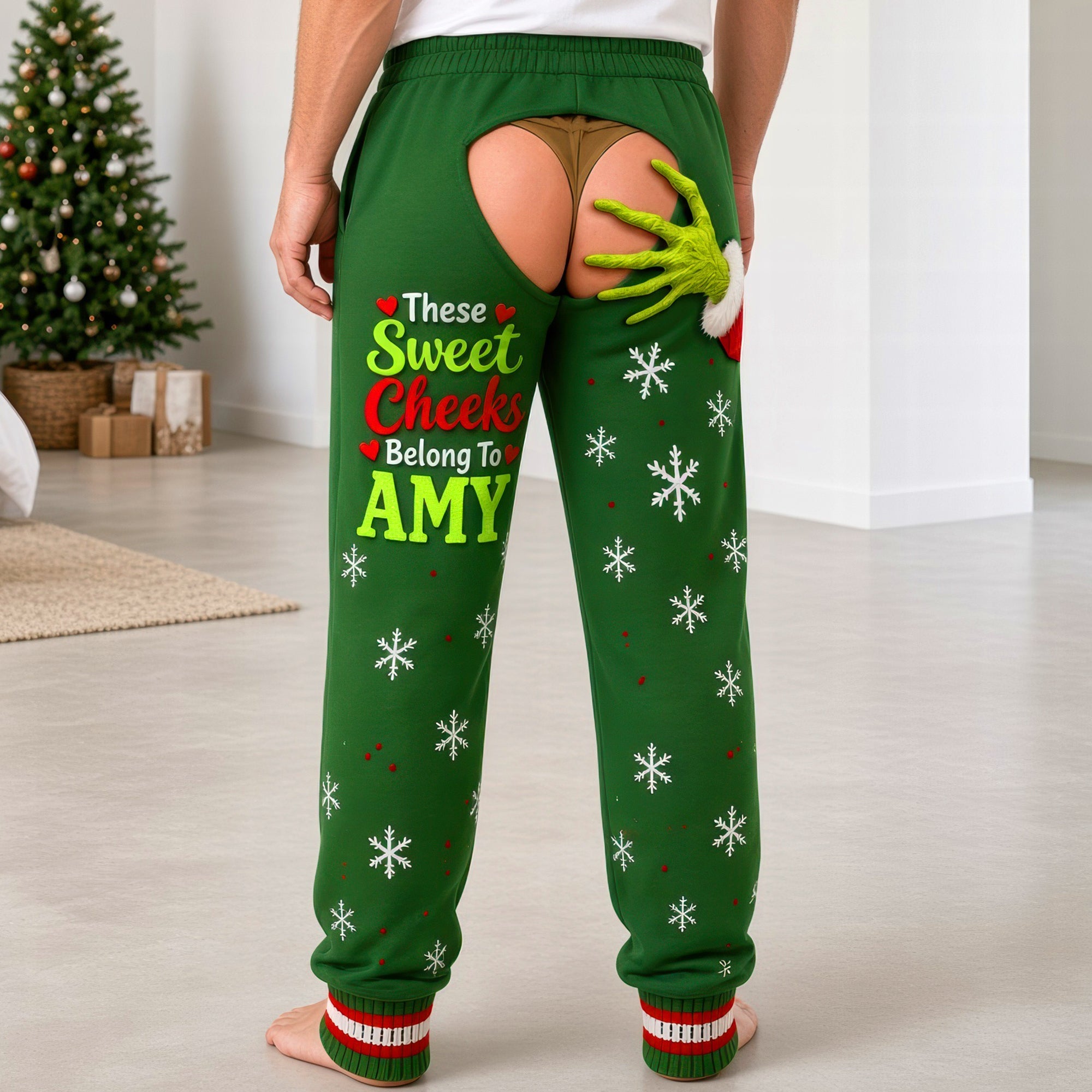 Funny Sweet Cheeks Christmas Sweatpants - Customizable Gift for Everyone