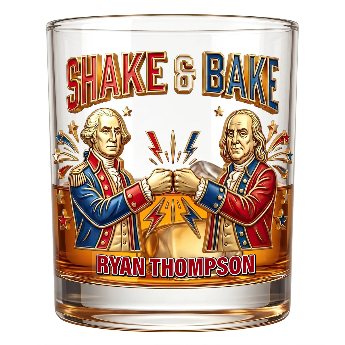 "Shake & Bake!" Celebrate 250 Years of USA - Personalized Round Glass - Unique Gifts for History Buffs, Collectors & Friends Glass PopCulturePrints