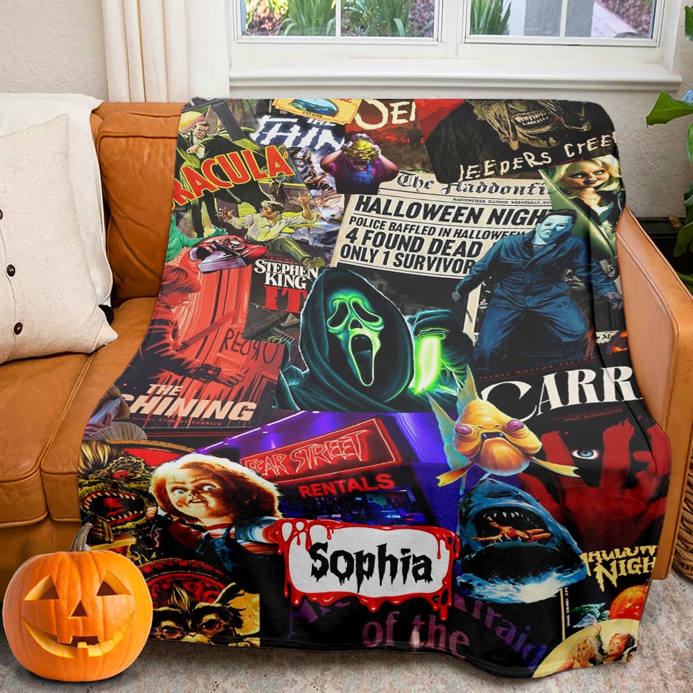 Personalized Horror Movie Characters Blanket - Perfect Halloween Gift for Horror Fans