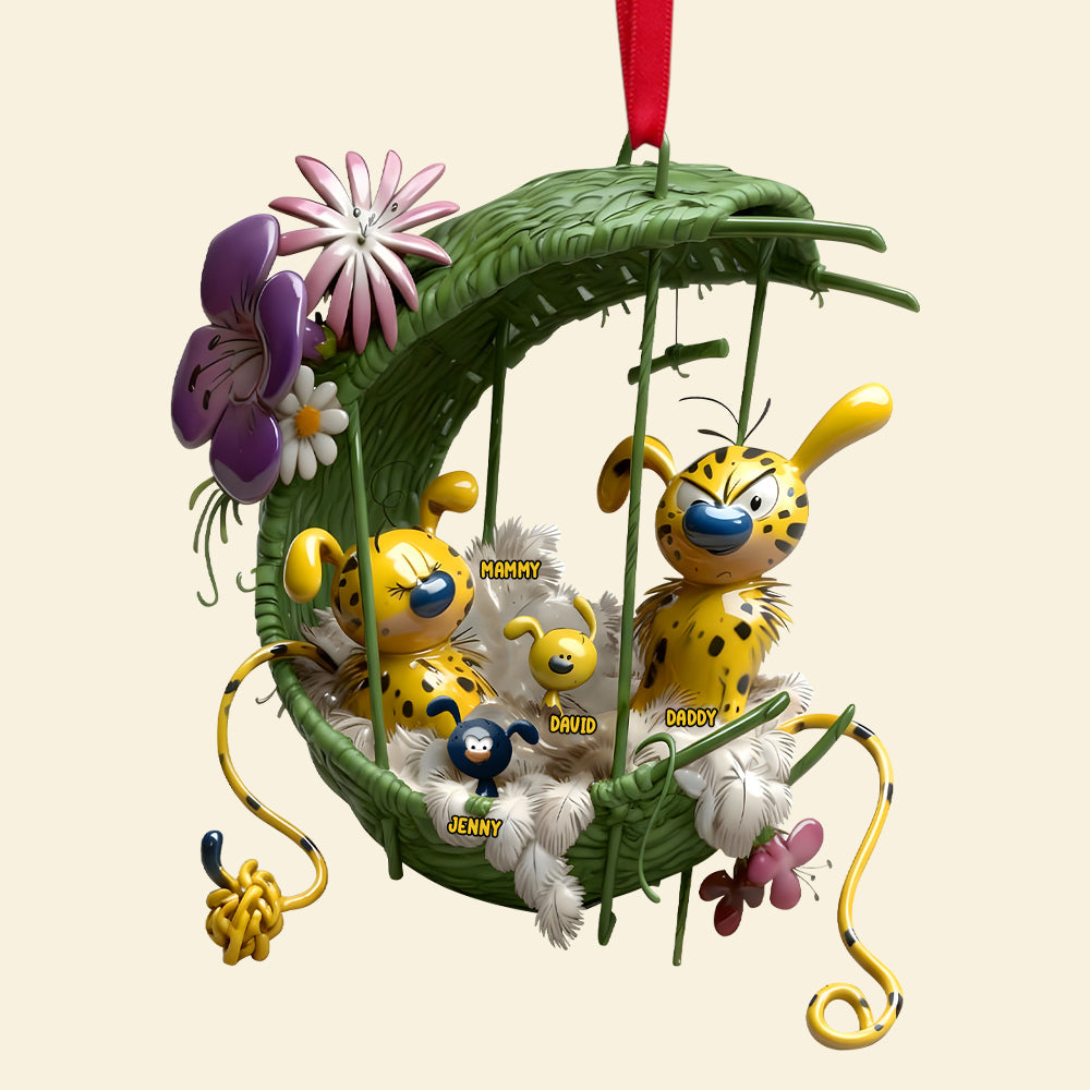 "Bring Home the Joy with Our Cozy Spotted Yellow Monkey Family Ornament" - Personalized Family Gift for Moms, Dads, and Kids Ornament PopCulturePrints