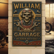 Load image into Gallery viewer, Skull Garage Metal Sign - Personalize Your Unique Gift for Car Enthusiasts Metal Signs PopCulturePrints
