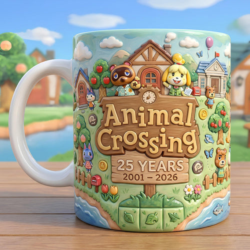 Celebrate 25 Years of Animal Crossing - Cute Nostalgic Anniversary Coffee Mug - Personalized Gift for Gamers and Fans Coffee Mug PopCulturePrints