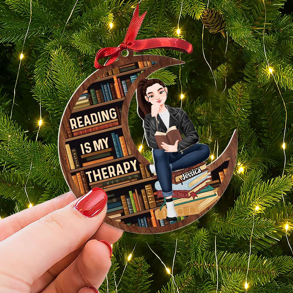 Custom Reading Therapy Ornament for Book Lovers Ornament PopCulturePrints
