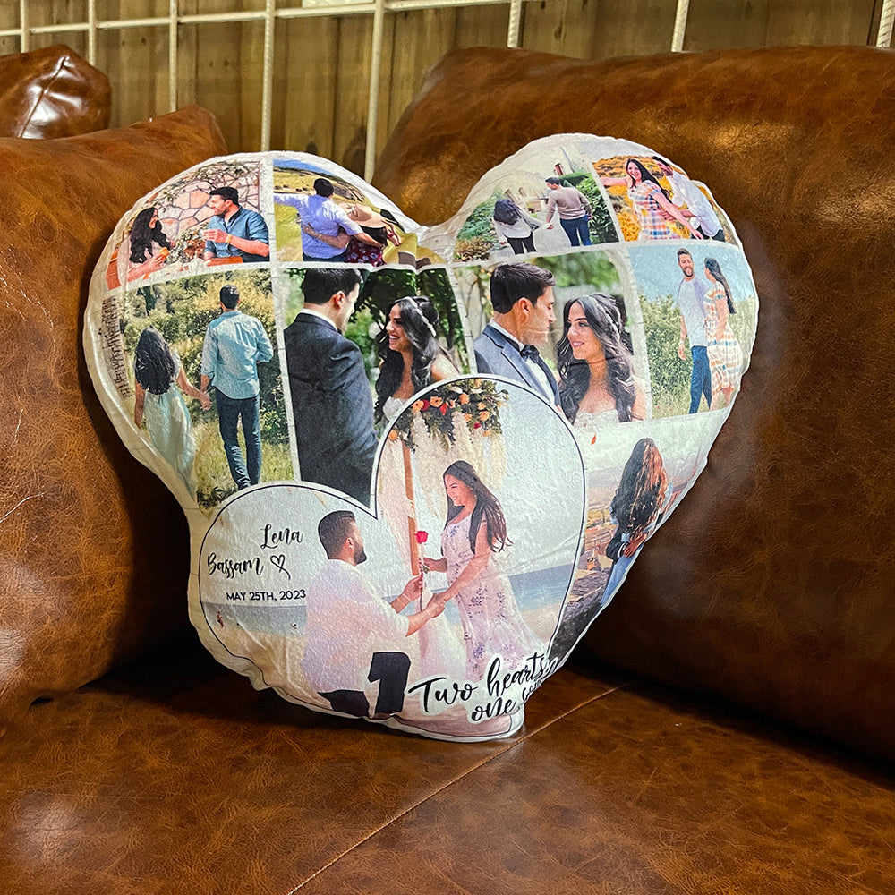 Personalized Heart-Shaped Photo Pillow for Newlywed Couples Pillow PopCulturePrints
