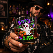 Load image into Gallery viewer, Boo's and Buds: Personalized Halloween Round Glass - Perfect Gift for Stoners and Ghost Lovers Glass PopCulturePrints
