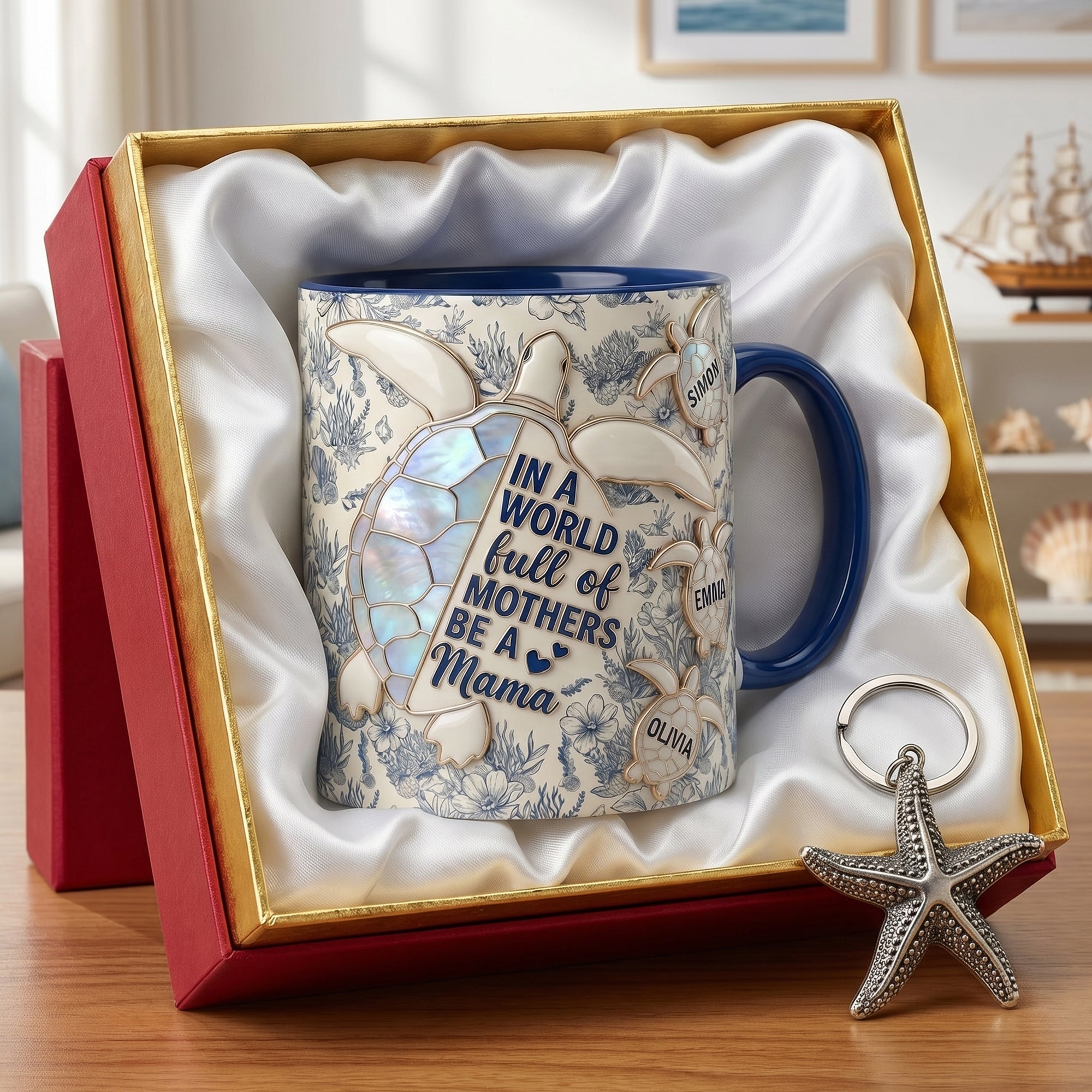 In a World Full of Mothers, Be a Mama - Personalized Mama Turtle & Her Babies Mug Coffee Mug PopCulturePrints