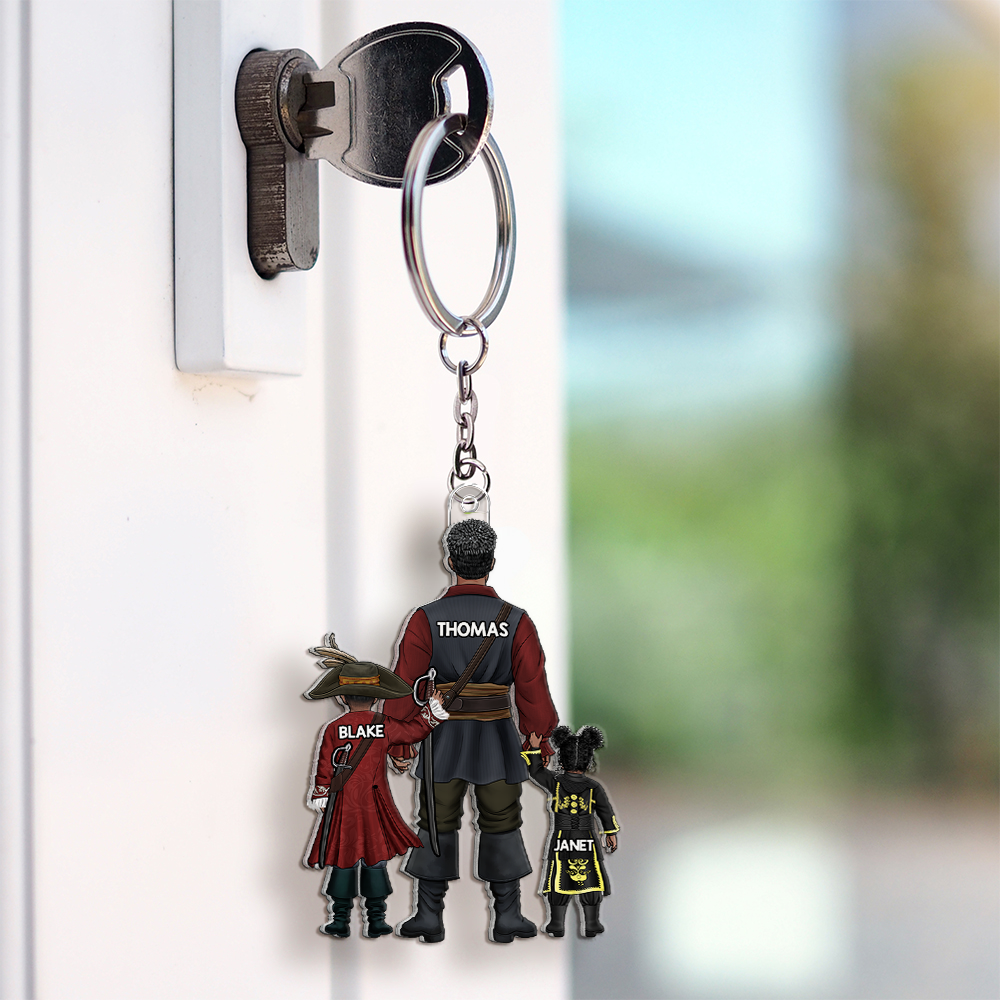 “Adventure Awaits with Dad!” - Adventure Pirates Dad Acrylic Keychain - Personalized Gift for Dad Keychains PopCulturePrints