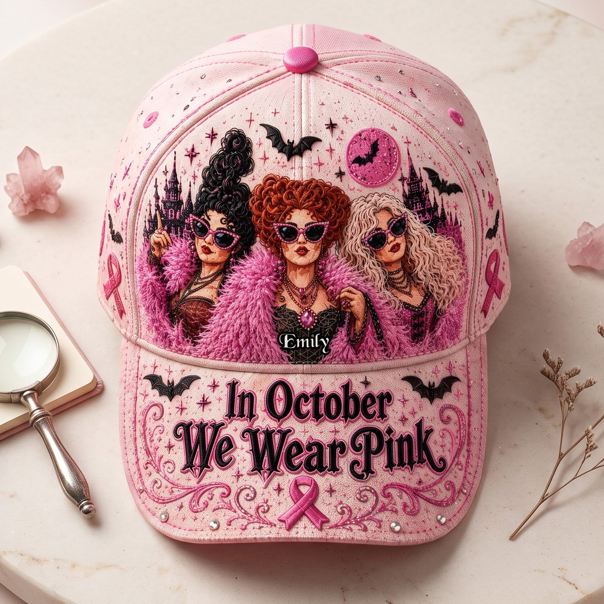 "In October We Wear Pink" - Personalized Classic Cap for Strong Breast Cancer Squad - Meaningful Gift for Women