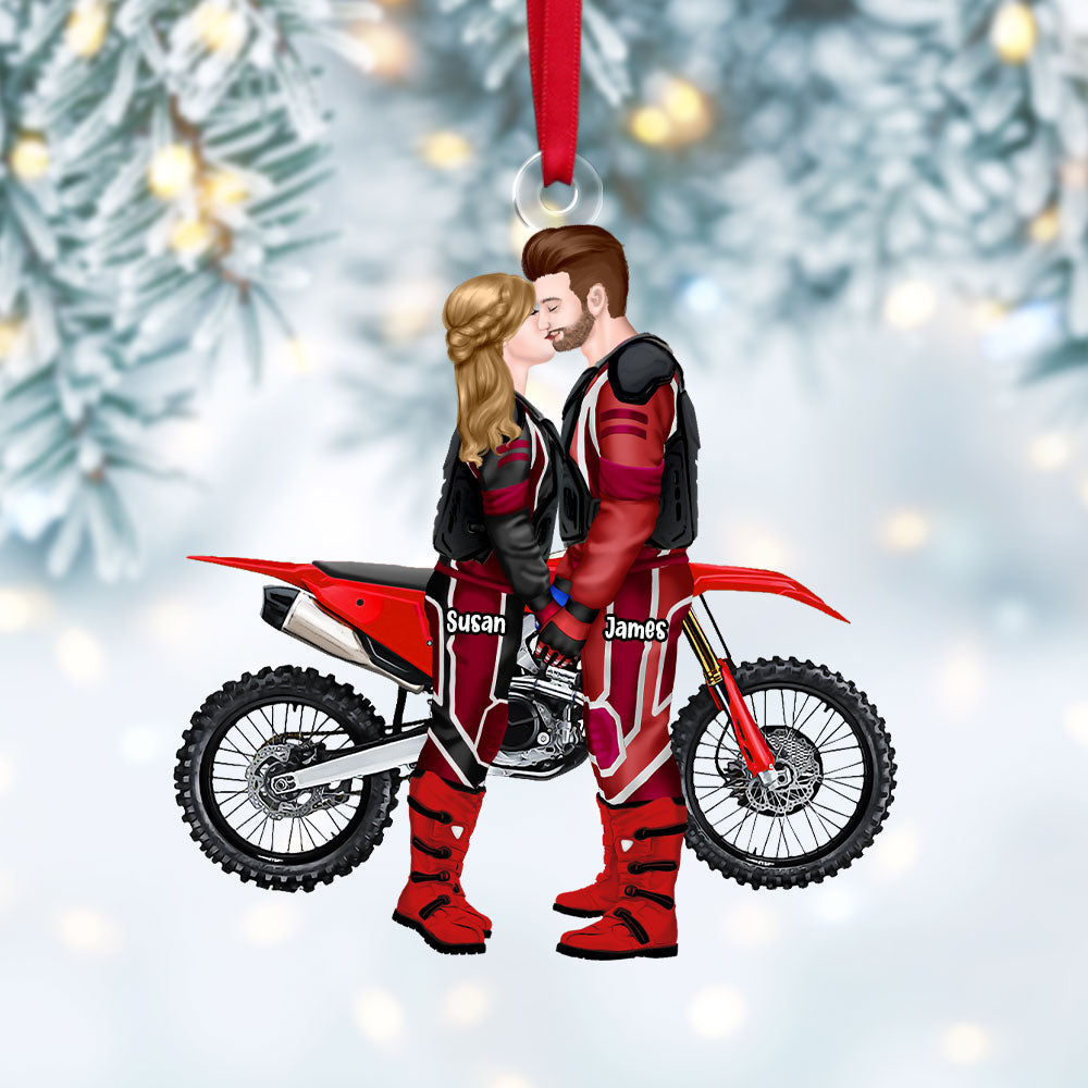 Personalized Motocross Couple Christmas Ornament