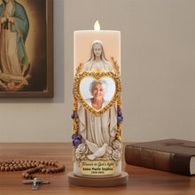 Load image into Gallery viewer, &quot;Forever in God&#39;s Light&quot; - Custom Photo Memorial LED Candle - Meaningful Gift for Loved Ones Led Candle PopCulturePrints
