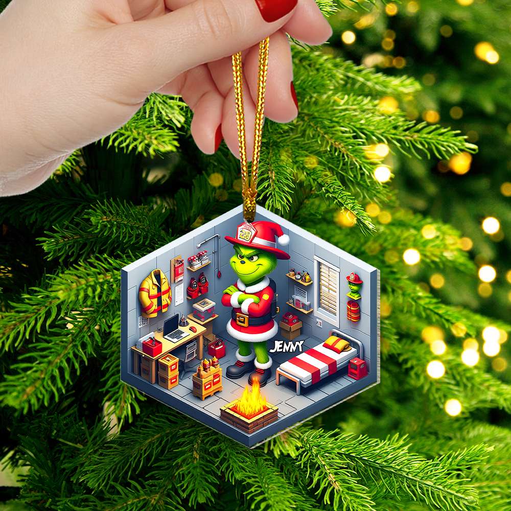 Custom Firefighter Christmas Ornament - Festive Hero Theme