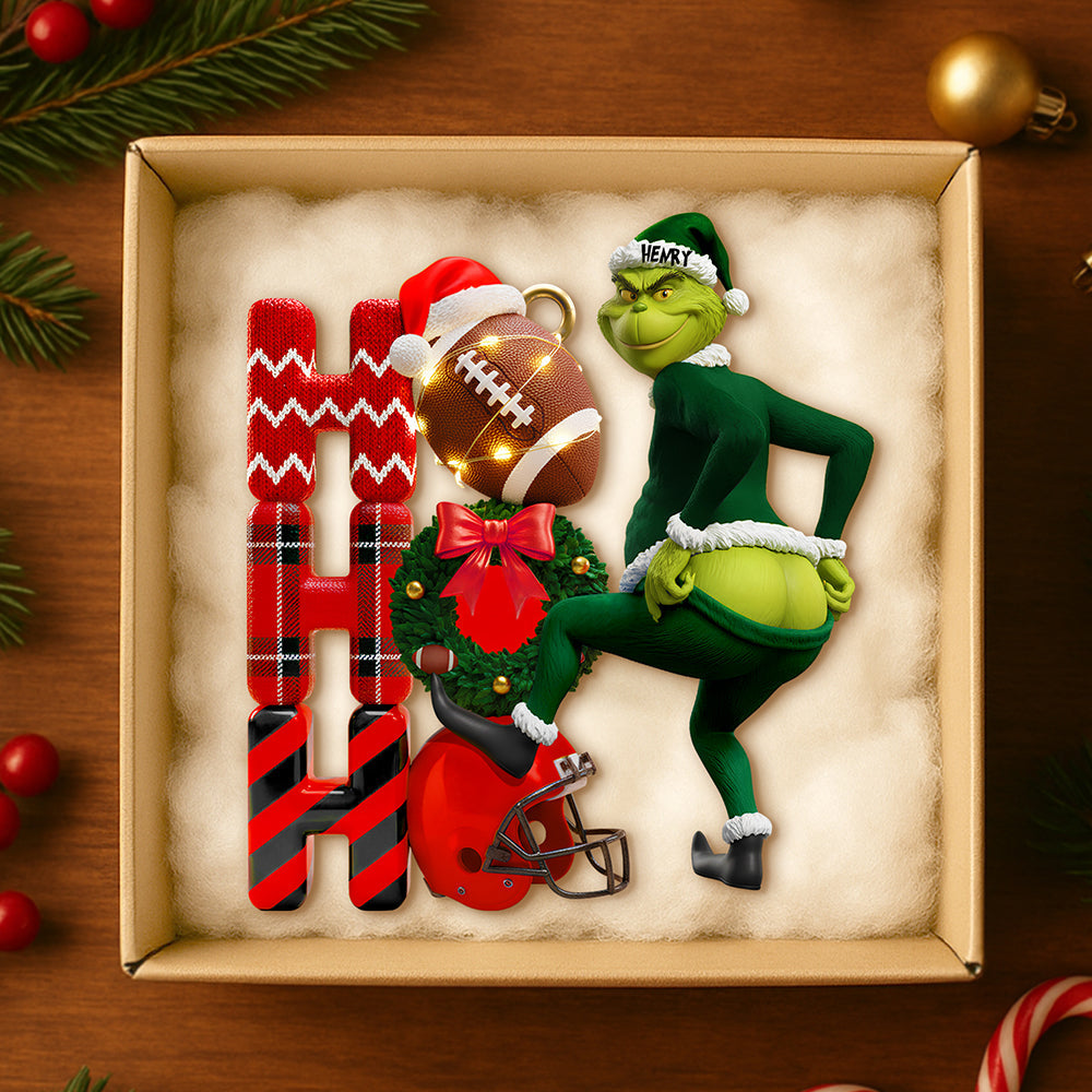 Merry & Cheeky Holiday Cheer - Personalized Grinch Christmas Ornament Ornament PopCulturePrints