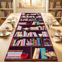 Load image into Gallery viewer, “Dive into a World of Imagination!” Magical Bookshelf Quilted Table Runner - Personalized Gift for Book Lovers
