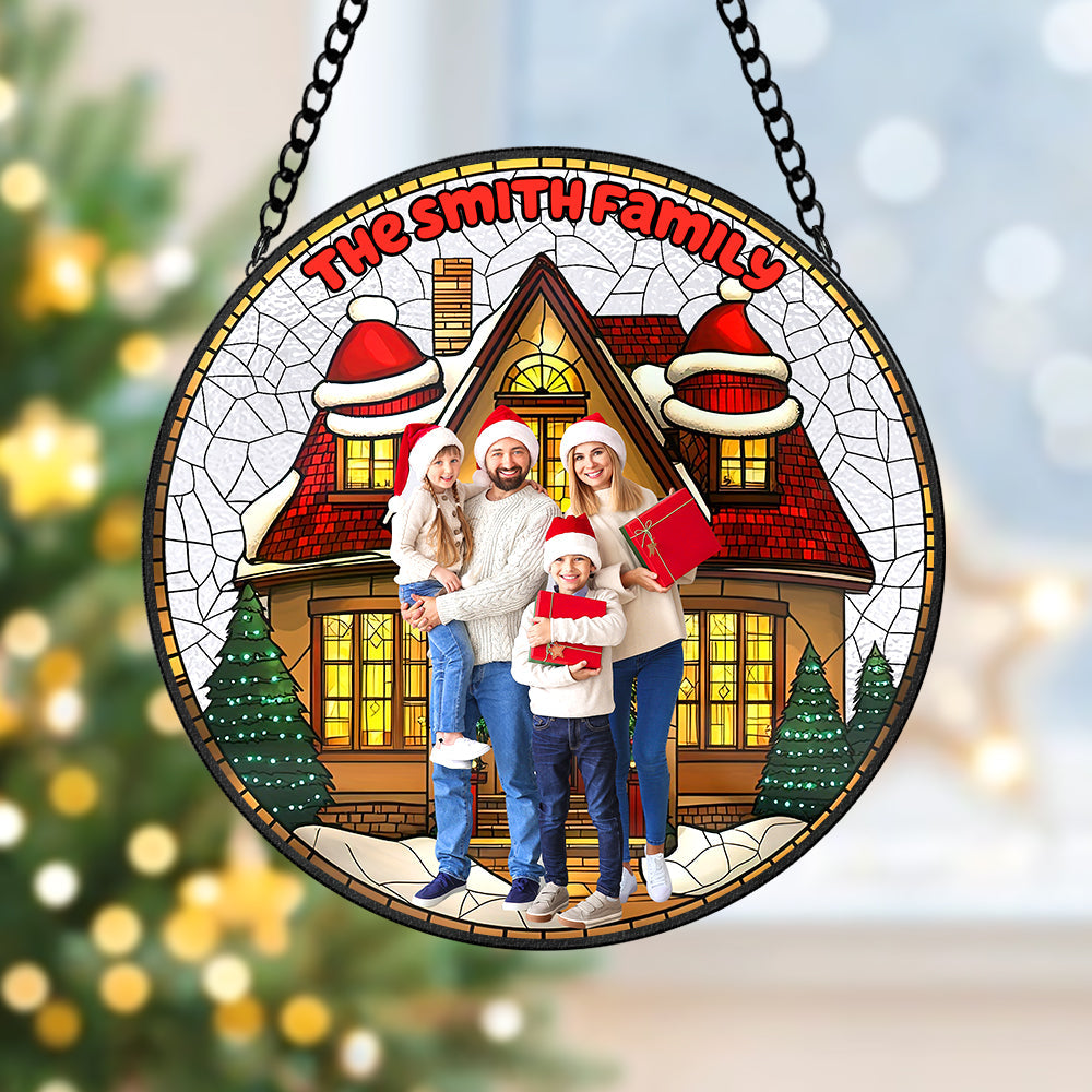 Personalized Family Christmas Stained Glass Ornament Ornament PopCulturePrints