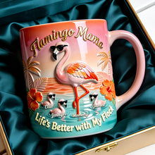 Load image into Gallery viewer, Flamingo Mom with Kids Accent Mug - Personalized Gifts for Mom Coffee Mug PopCulturePrints
