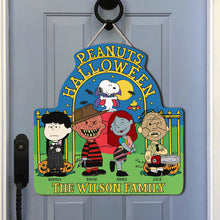 Load image into Gallery viewer, Personalized Halloween Family Wood Sign - Scary Cartoon Characters
