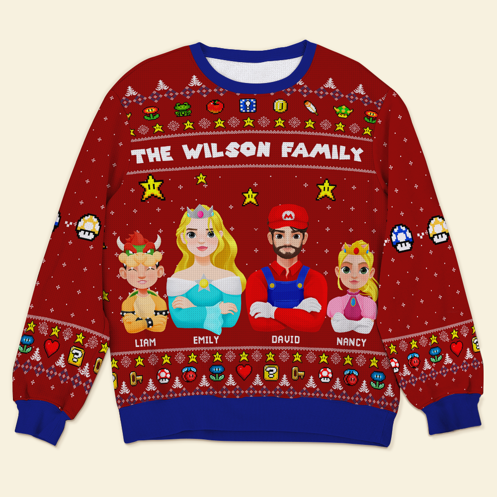 Custom Family Game Lover Ugly Sweater Ugly Christmas Sweater PopCulturePrints