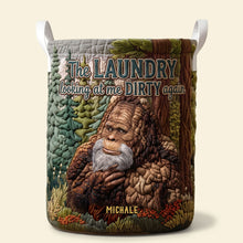 Load image into Gallery viewer, Fun Sasquatch Glance Quilted Laundry Basket, Personalized Gifts For Bigfoot Lovers 01qhti110726 Laundry Basket PopCulturePrints
