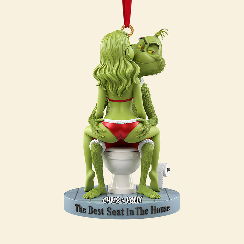 "The Best Seat In The House" - Funny Personalized Couple Acrylic Ornament - Custom Gift for Couples, Friends, and Family Ornament PopCulturePrints