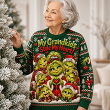 Load image into Gallery viewer, My Grandkids Stole My Heart - Personalized Knitted Ugly Sweater for Grandparents
