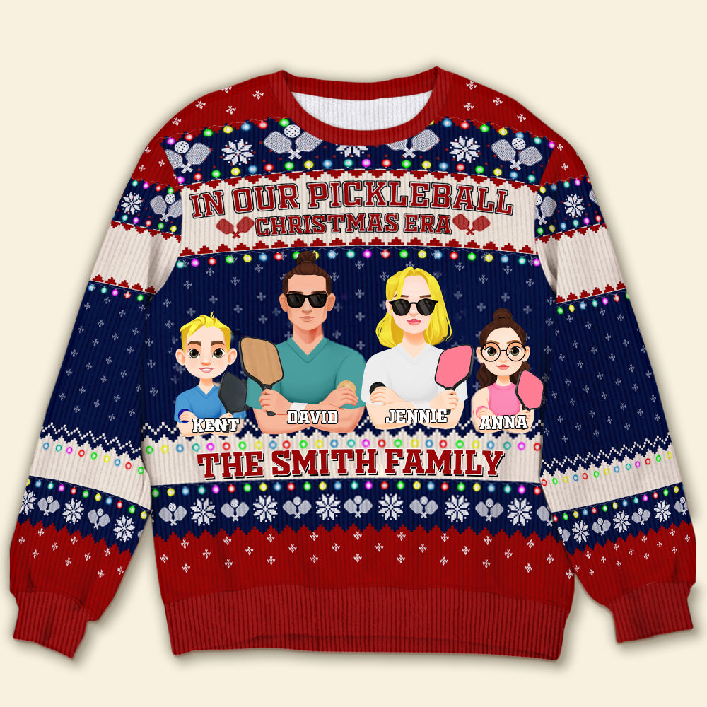 Custom Family Pickleball Ugly Christmas Sweatshirt Ugly Christmas Sweater PopCulturePrints