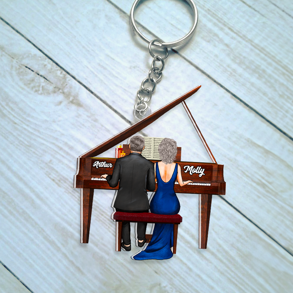 Personalized Pianist Couple Keychain - Custom Gift for Music Lovers Keychains PopCulturePrints