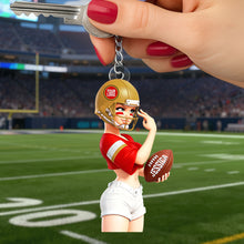 Load image into Gallery viewer, Sassy Sporty Girl Acrylic Keychain - Personalized Gift for Sports Lovers Keychains PopCulturePrints
