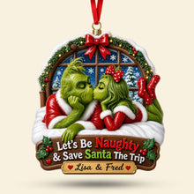 Load image into Gallery viewer, Let's Be Naughty &amp; Save Santa The Trip - Personalized Christmas Ornament for Couples Ornament PopCulturePrints
