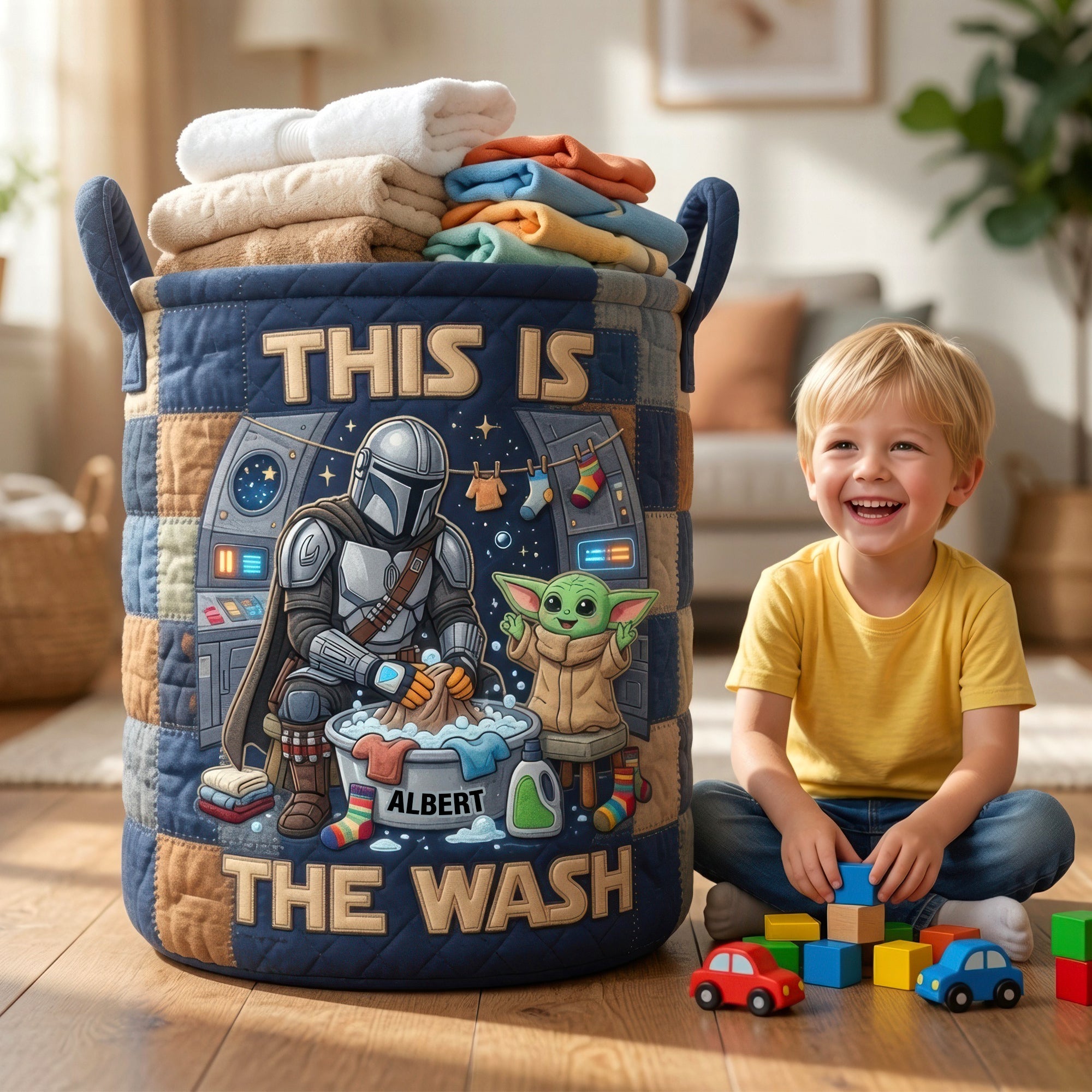“This Is The Wash!” – Custom Quilted Laundry Basket – Perfect Gift for Star Wars Fans and Home Organizers