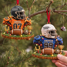 Load image into Gallery viewer, "Celebrate Every Victory" - Personalized Bulk Up Sport Wood Effect Ornament - Custom Gift for Sports Enthusiasts and Fans
