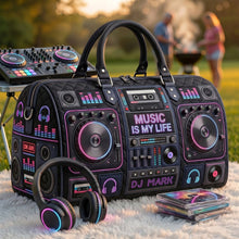 Load image into Gallery viewer, "Music Is My Life" - Personalized DJ Mixer Quilted Duffle Bag - Perfect Gift for Music Lovers
