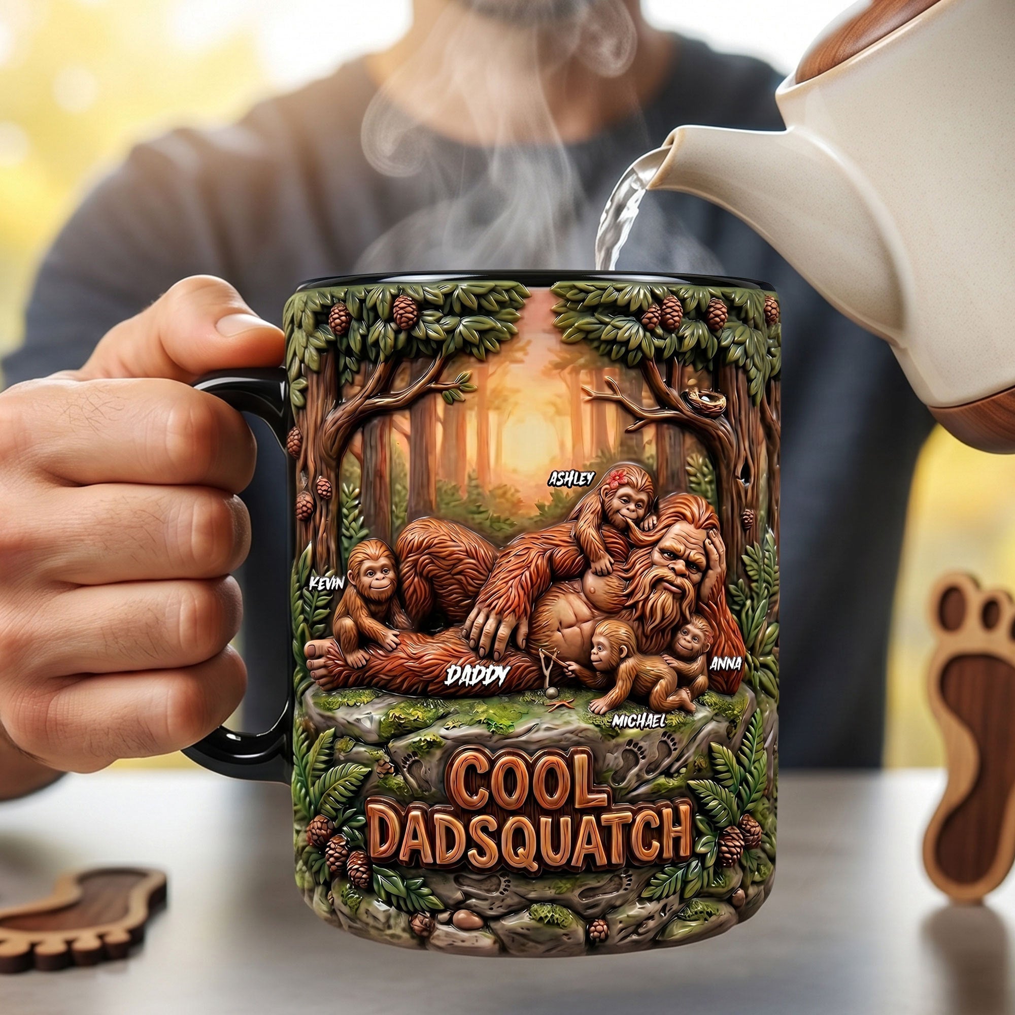 "Lazy Chilling Sasquatch Dad" - Magic Mug, Personalize it for Your Favorite Dad, Grandpa, or Father Figure Coffee Mug PopCulturePrints