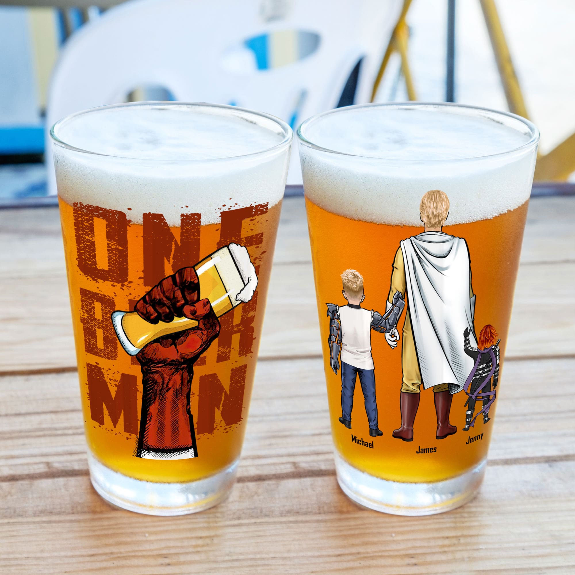 Custom Superhero Dad Beer Glass Beer Glasses PopCulturePrints