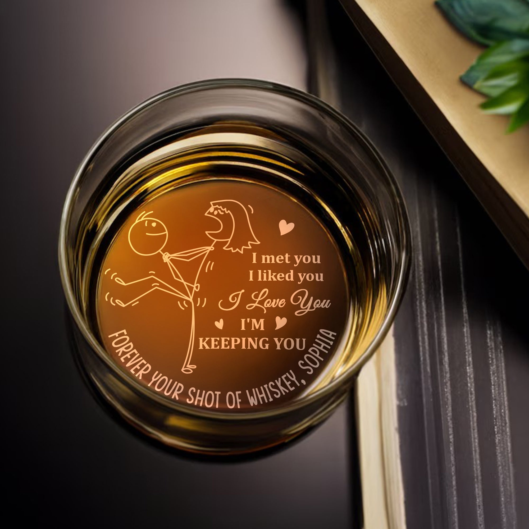 Personalized Whiskey Glass for Couples - Engraved Love Gift Whiskey Glass PopCulturePrints