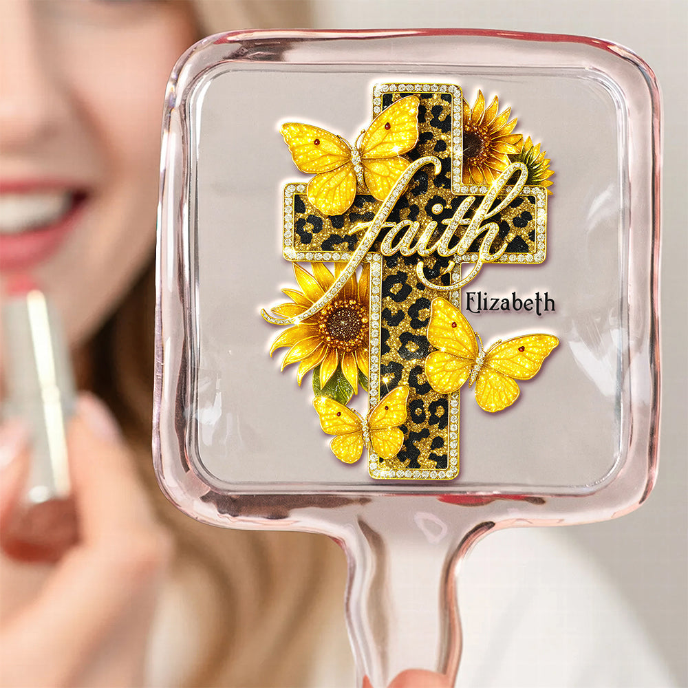 "Faith in Every Reflection" - Personalized Faith Cross Handheld Mirror - Unique Gift for Christians Mirror PopCulturePrints