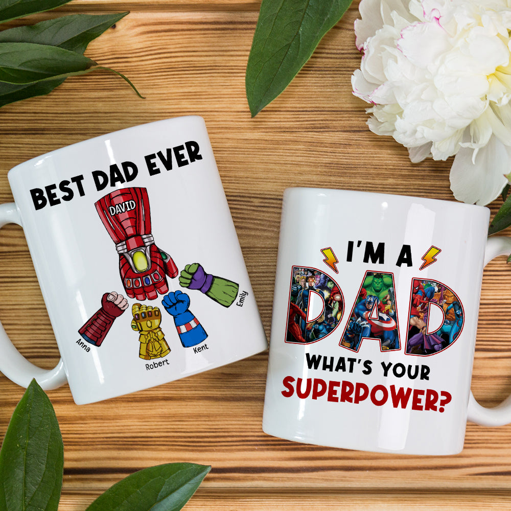 Superhero Dad Personalized Coffee Mug - Best Dad Ever Coffee Mug PopCulturePrints
