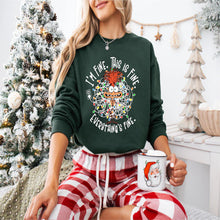 Load image into Gallery viewer, Everything&#39;s Fine Christmas Lights Cozy Sweatshirt
