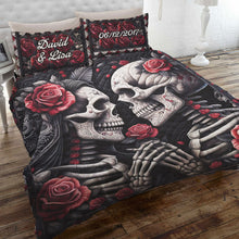 Load image into Gallery viewer, Personalized Skull Couple Quilt Bed Set - Unique Romantic Gift Blanket PopCulturePrints
