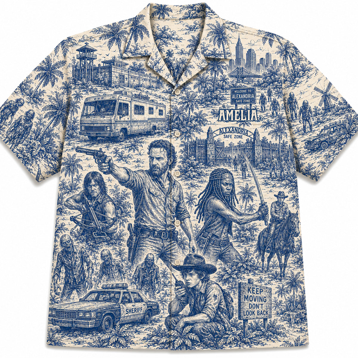 “Survive the Apocalypse in Style” - Personalized Apocalypse Hawaiian Shirt - Unique Gift for Fans of Zombie Culture, Friends & Family