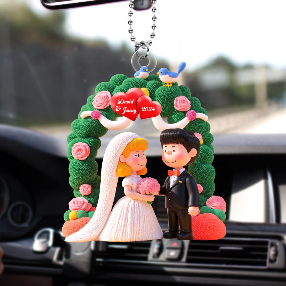 Personalized Newlywed Car Ornament - Custom Wedding Gift for Couples Ornament PopCulturePrints