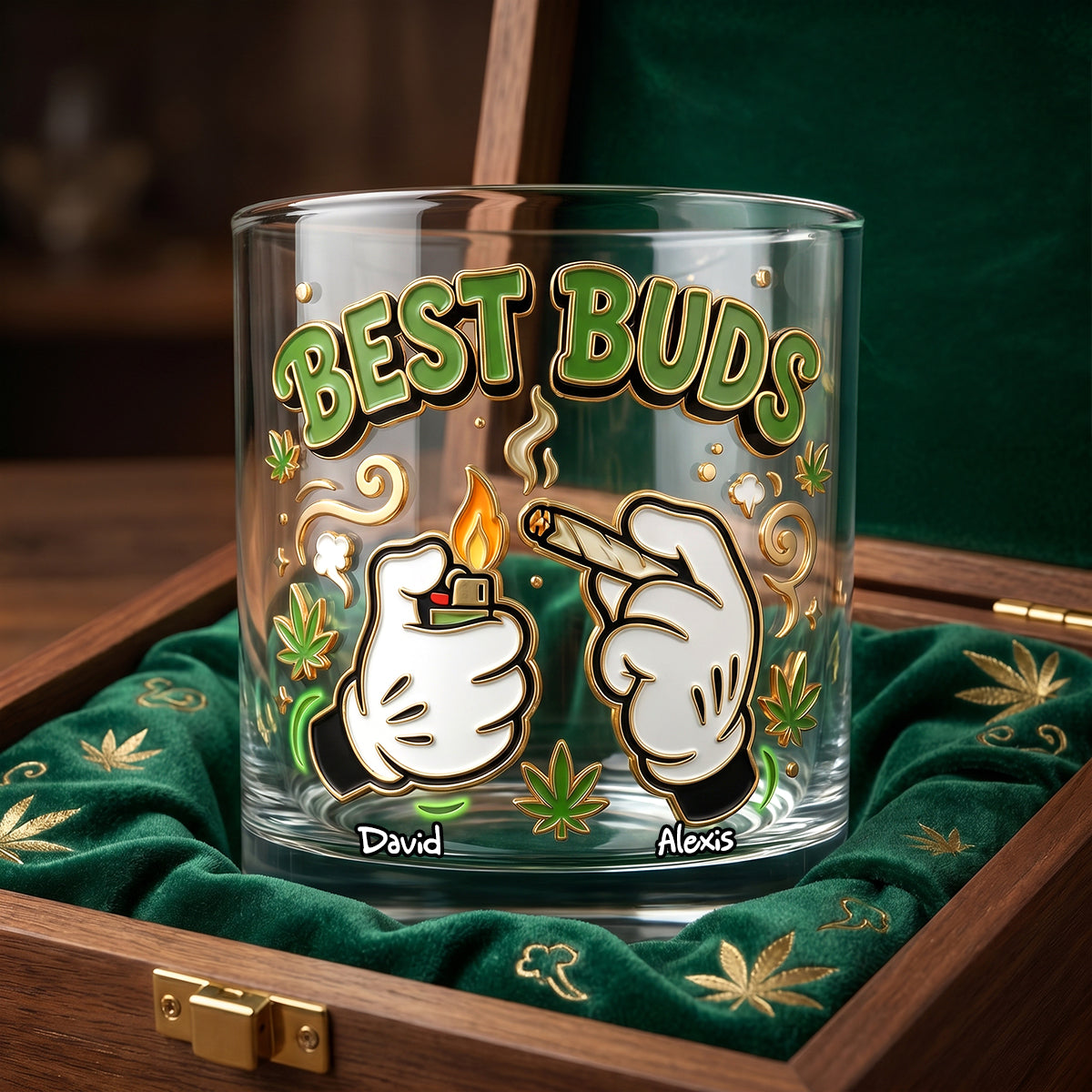 "Best Buds" - Personalized Weed Friend Drinking Glass - Custom Gift for Friends and Celebrations