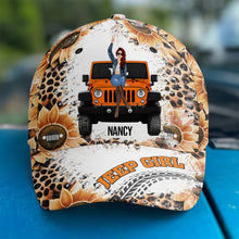 Load image into Gallery viewer, Personalized Jeep Girl Cap with Sunflower and Custom Name
